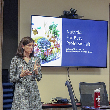 Juliana Wright RDN, LD from Huntsville Hospital Wellness Center presents a nutrition seminar for COLSA YoPro, March 2019